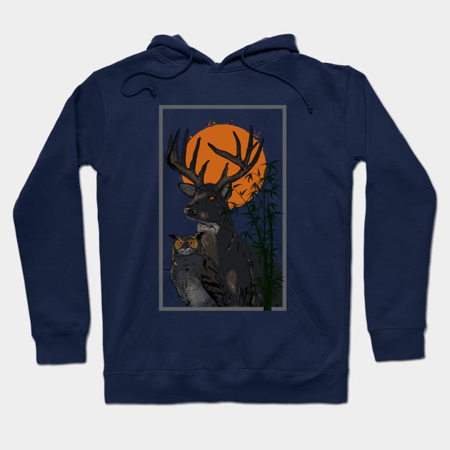 Deer and Owl Hoodie by pilipsjanuariusDesign